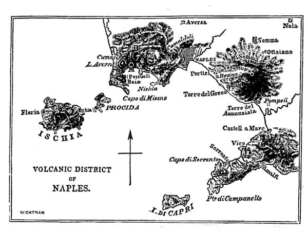 Map of the volcanic district of Naples.