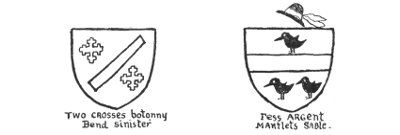 Two crosses bottony Bend sinister Fess Argent Mantlets Sable