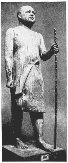 THE WOODEN MAN Gizeh Museum, near Cairo.—According to the chronological table of Marlette, this statue is over 6000 years old.—From a photograph by Brugsch Bey