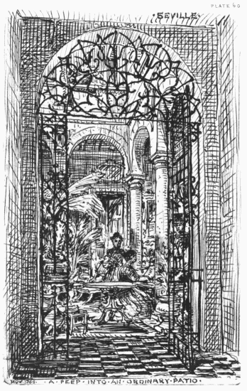 PLATE 60 SEVILLE MDW 1869 A PEEP INTO AN ORDINARY PATIO