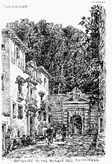 PLATE 67 GRANADA ENTRANCE TO THE BOSQUÉ DEL ALHAMBRA MDW 1869