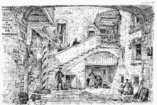 PLATE 96 BARCELONA OLD HOUSE IN THE CALLE DE MONCARA MDW 1869