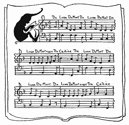 [Lyrics on sheet music: Da Luan Da Mort Da Luan Da Mort Da Luan Da Mort augus Da Cadine Da Luan Da Mort Da Luan Da Mort Da Luan Da Mort augus Da Cadine]