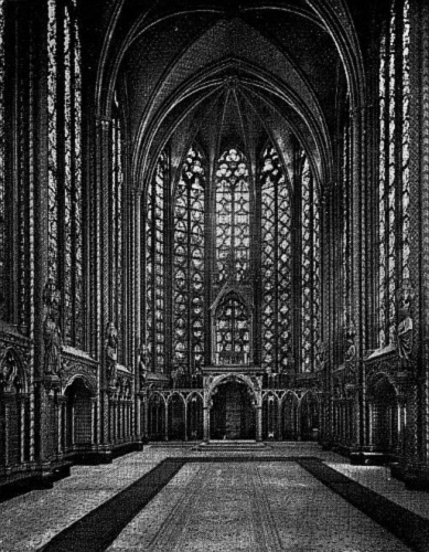 INTERIOR OF SAINTE CHAPELLE, PARIS.