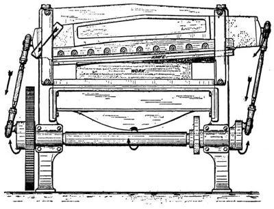 DIAGRAM SHOWING DOUBLE SHEAR STROKE OF THE<br>   KNIFE PASSING OBLIQUELY THROUGH THE PILE