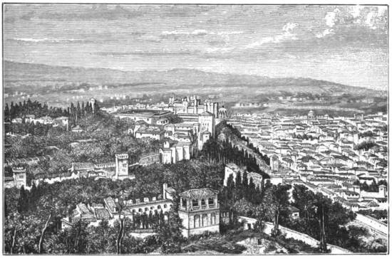 GENERAL VIEW OF GRANADA, WITH THE ALHAMBRA.  Page 110.  