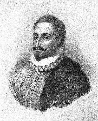 Portrait of Cervantes from an Old Steel Engraving in a Rare French Edition of "Don Quixote"