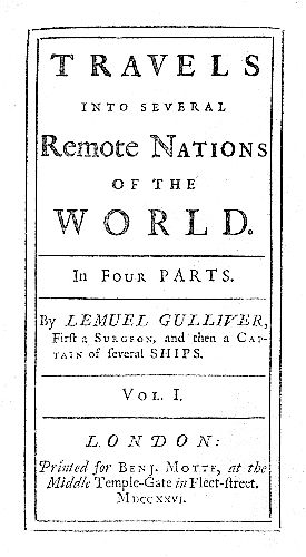 Facsimile of the Title Page of the First Edition of "Gulliver's Travels" Issued in 1726, which Scored As Great a Popular Success As Defoe's "Robinson Crusoe"