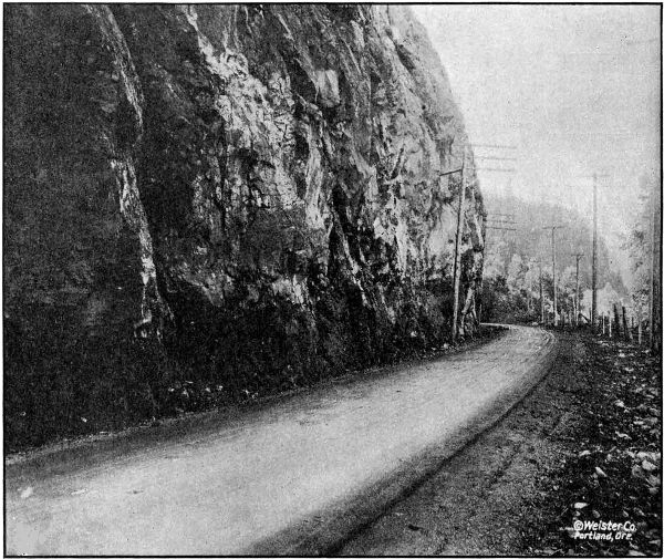 ON THE COLUMBIA RIVER HIGHWAY NEAR GOBLE IN COLUMBIA COUNTY. GRADED AND MACADAMIZED IN 1917 AND 1918