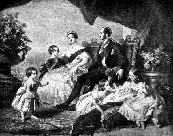 Queen Victoria; Prince Albert; Victoria, Princess Royal; Albert Edward, Prince of Wales; Prince Alfred; Princess Alice; Princess Helena.