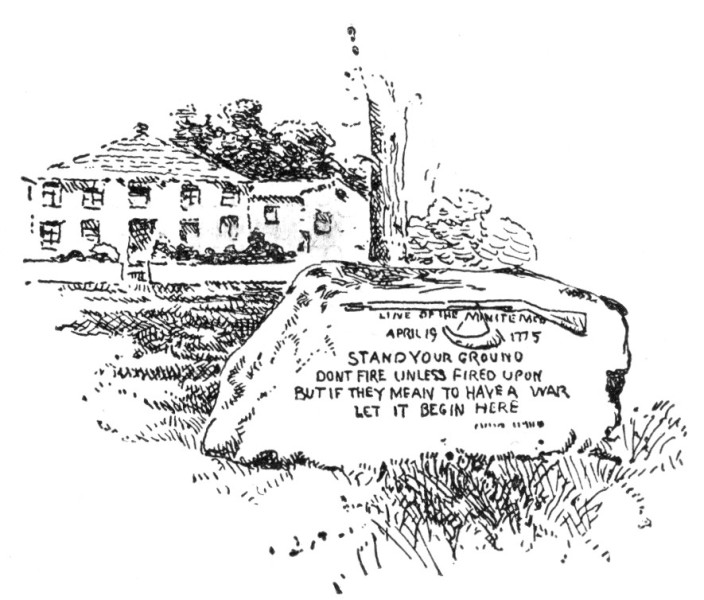 Stone in Front of the Harrington House, Lexington, Marking the Line of the Minute-Men.