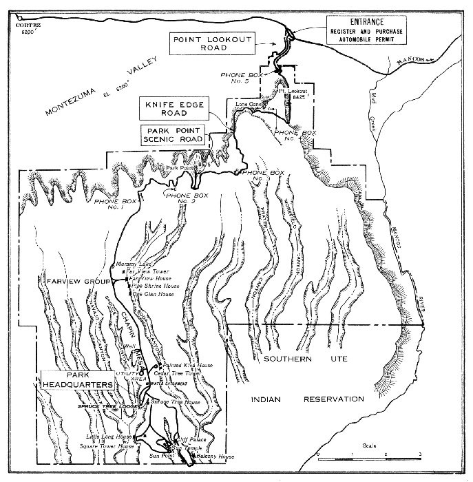 Road Map of Mesa Verde NP