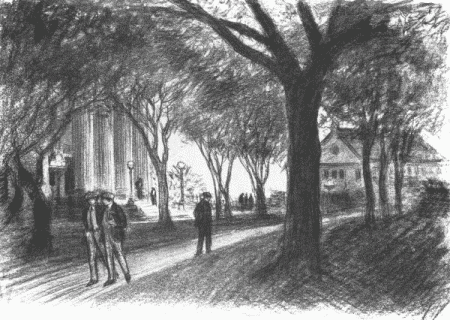 The campus seems to have "just growed."... Nevertheless there is a sort of homely charm about the place, with its unimposing, helter-skelter piles of brick and stone