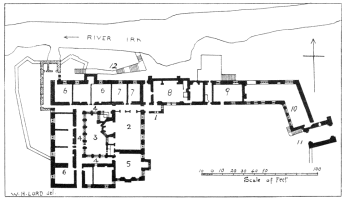 GROUND-PLAN OF THE COLLEGIATE BUILDINGS, NOW CHETHAM'S HOSPITAL. (From "Old Halls of Lancashire and Cheshire," by Henry Taylor.)