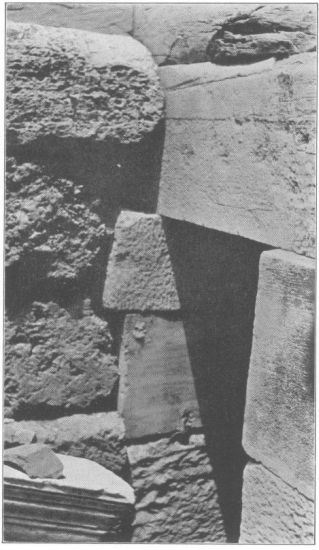 Figure 6  View of N. end of W. interior foundation showing that it does not key into the foundation of the N. wall