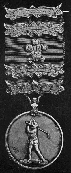 Captain's Medal of the Royal North Devon Golf Club, showing the old approved way of driving with the right elbow up.