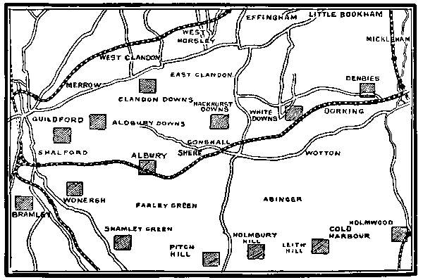 BRITISH VOLUNTEER POSITIONS ON THE SURREY HILLS.