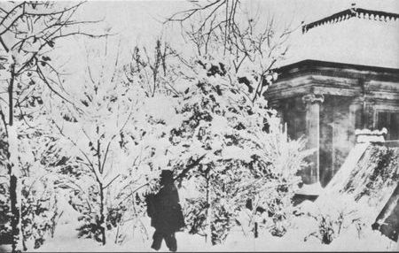 A much disliked chore even in fair weather—a lone Union soldier walks his post in the bitter cold at Nashville.