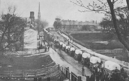 In 1864 nearly 4,000 wagons traveled with Meade's Army of the Potomac, each capable of carrying 2,500 pounds of supplies. During one year the Federal Army purchased 14,500 wagons and captured an additional 2,000.