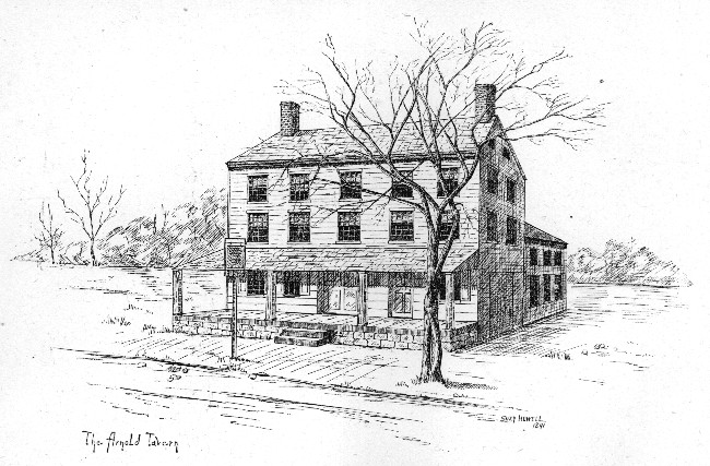 THE ORIGINAL ARNOLD TAVERN.  FROM PEN AND INK SKETCH BY MISS S. HOWELL.