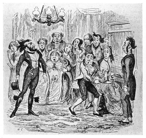 GEORGE CRUIKSHANK FRIGHTENING SOCIETY  From "George Cruikshank's Omnibus," 1842.