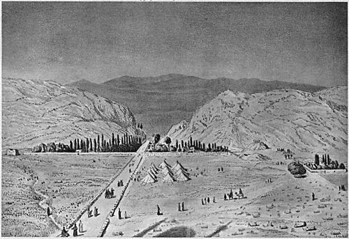 THE APPROACH TO NAISHAPUR. From a painting by I.R. Herbert