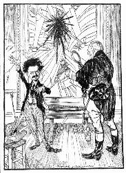 [English Cartoon] Futurist Art in Russia —From The National News, London. Sturdy Old Burgess: "And what, Sir, may your picture represent?" Pluperfect Futurist Trotzky: "The mental state of a Bolshevik contemplating 'German capitalists, bankers, and landlords, supported by the silent co-operation of English and French bourgeoisie.'" Sturdy Old Burgess: "Sir, you have produced a priceless masterpiece—and if it is true that you have sold it for £22,000 you have given it away!"