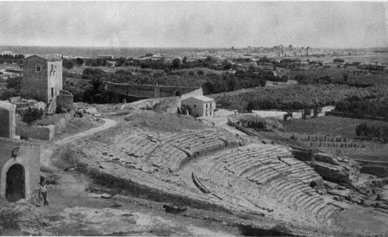 “From the top row of seats in the Greek Theater look out over the gracious panorama below”—Syracuse.