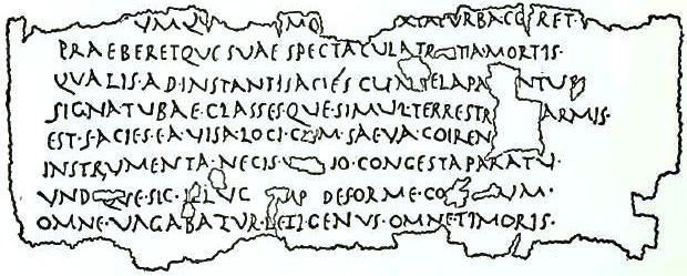 FIGURE 188.    FRAGMENT OF PAPYRUS ROLL FROM HERCULANEUM