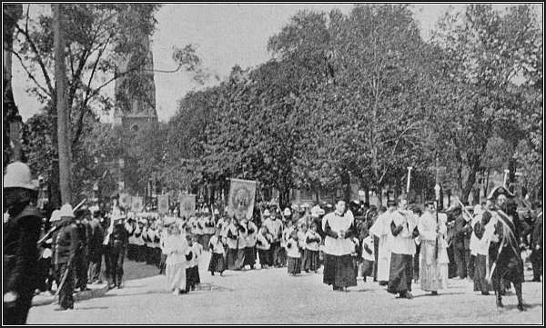 A church parade in the streets of Montreal