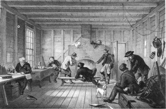 G. McCulloch, lith from a drawing by R. Dudley  London, Day & Sons, Limited, Lith.  TELEGRAPH HOUSE TRINITY BAY, NEWFOUNDLAND. INTERIOR OF “MESS ROOM” 1858