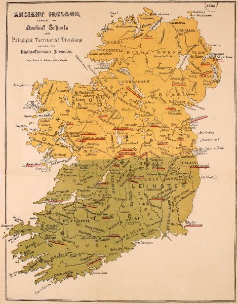 ANCIENT IRELAND, shewing the Ancient Schools and Principal Territorial Divisions before the Anglo-Norman Invasion.