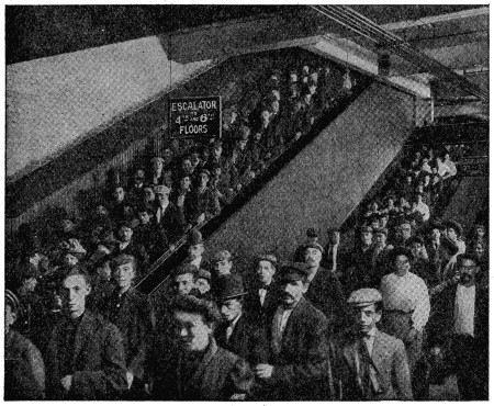 Workers' escalator in textile plant