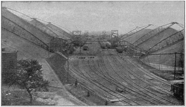 Mounds of anthracite in storage