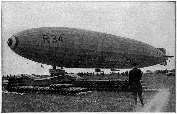 Dirigible R-34 with hydrogen bottles