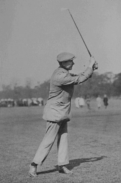 PLATE XV.  J. SHERLOCK  Finish of iron-shot. Note carefully the upright finish following the swing back, and the position of the hands, a characteristic of the finish of this shot. Sherlock gets a lower ball than the ordinary iron-shot.