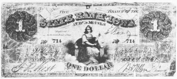 SAMPLES OF CURRENCY USED IN PIONEER DAYS The lower two signed by John Weare, President