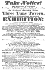 A Bologna poster of 1820 which features an automatic distiller who draws eight different liquors from one cask. From the Harry Houdini Collection.