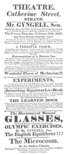 A Gyngell poster of 1816, featuring the Russian Inn, with service of various kinds of liquor. From the Harry Houdini Collection.