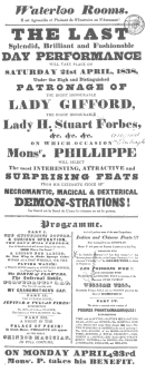 Poster used by Phillippe during his Edinburgh engagement in 1838, featuring “The Infernal Bottle.” From the Harry Houdini Collection.