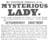 Reproduction of original billing matter used by the mysterious lady who offered second sight in the United States in 1841-42-43. From the Harry Houdini Collection.