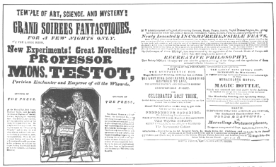 Very rare Testot handbill printed about 1800, presented by Testot to Henry Evanion. From the Harry Houdini Collection.