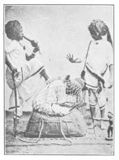 Position taken by the subject in the Indian basket trick before he is covered by the sheet.