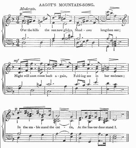   Sheet music of 'Aagot's mountain-song.'