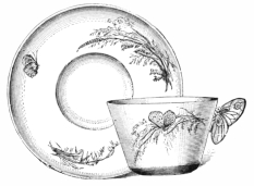 Fig. 271.—Limoges Porcelain. Cup and Saucer. Painted by Pallandre. (S. S. Conant Coll.)