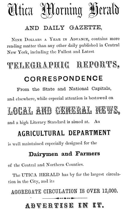 Utica Morning Herald AND DAILY GAZETTE Nine Dollars a Year in Advance