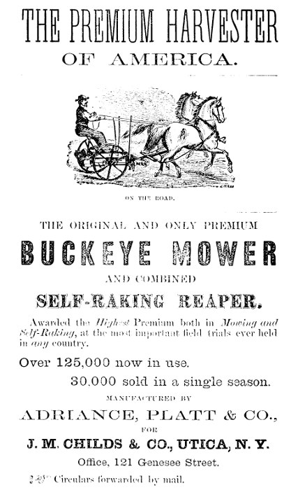 THE PREMIUM HARVESTER BUCKEYE MOWER J. M. CHILDS