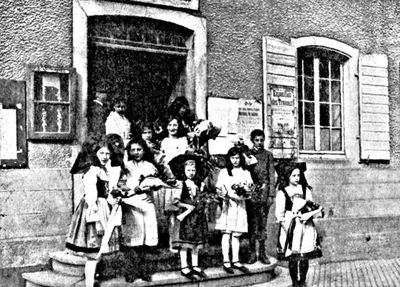 French School Children Waiting to Welcome General Pétain