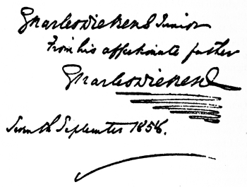 Inscription to Charles Dickens, Junior, from Charles Dickens