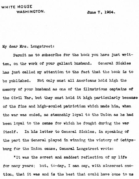 Page 1 of Letter from Theodore Roosevelt